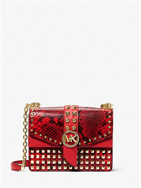 golden envelope handbag michael kors snake|Greenwich Small Studded Snake Embossed Leather Crossbody .